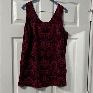 CAbi Red and Black Floral Tank Top
